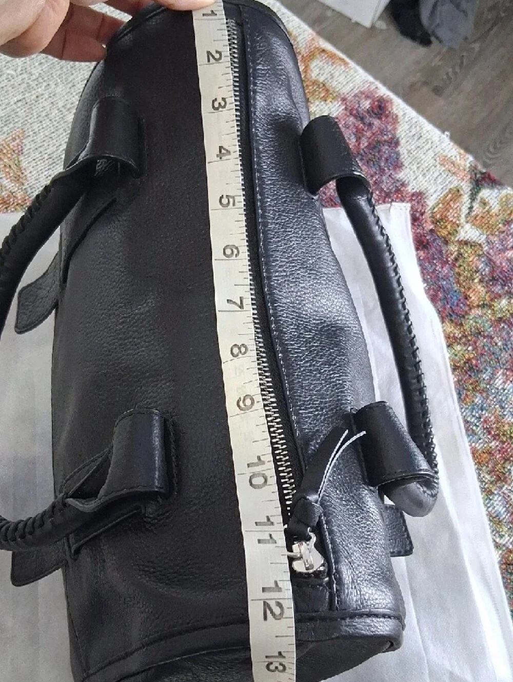 b. makowsky Black Leather Duffel Satchel